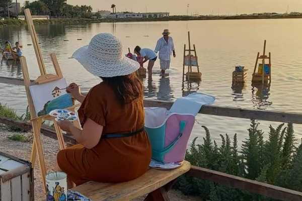 Acqua painting nelle saline di Marsala
