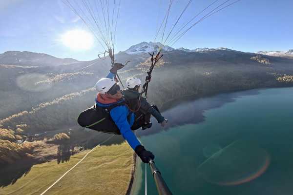 St. Moritz Lakes View  Paragliding Flight Summer
