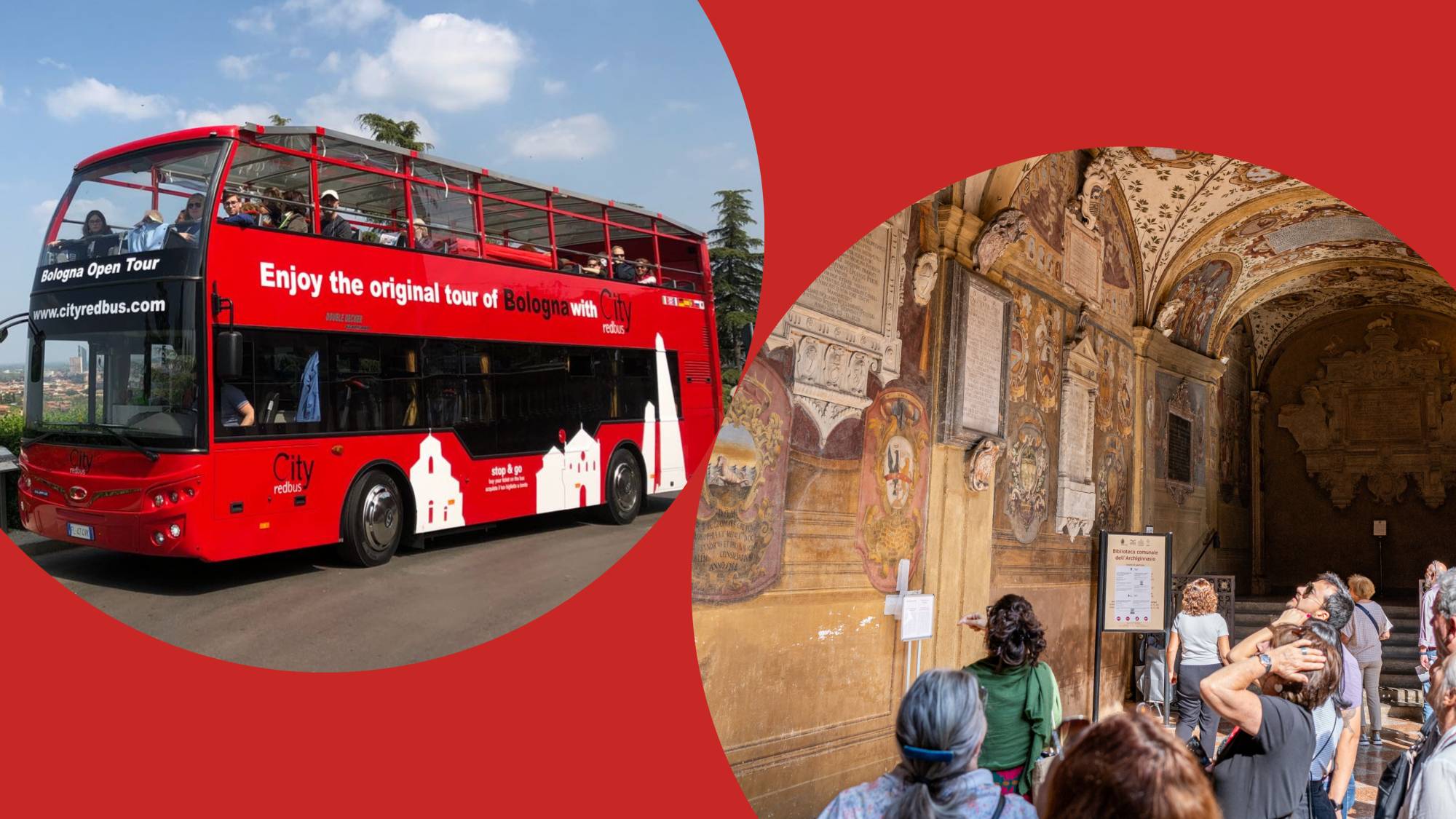 City Red Bus y visita guiada al Palazzo dell'Archiginnasio