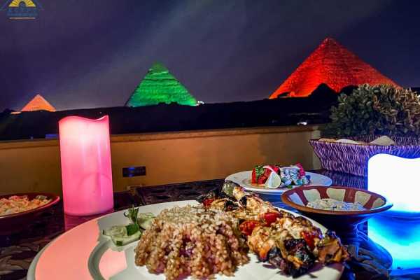 EMO TOURS EGYPT Sound and light show with Dinner with Pyramids view Roof Top Restaurant