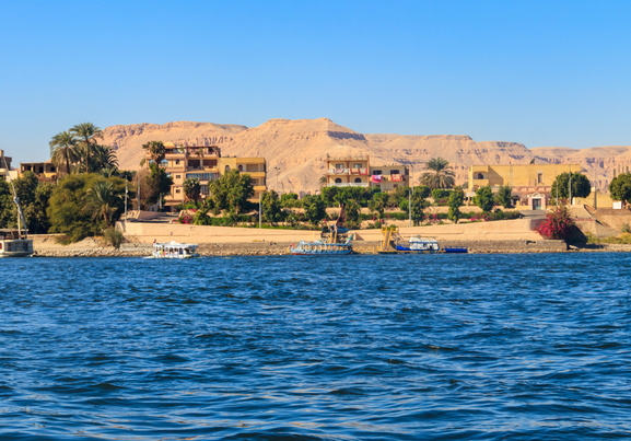 nile river in luxor with blue sky in egypt