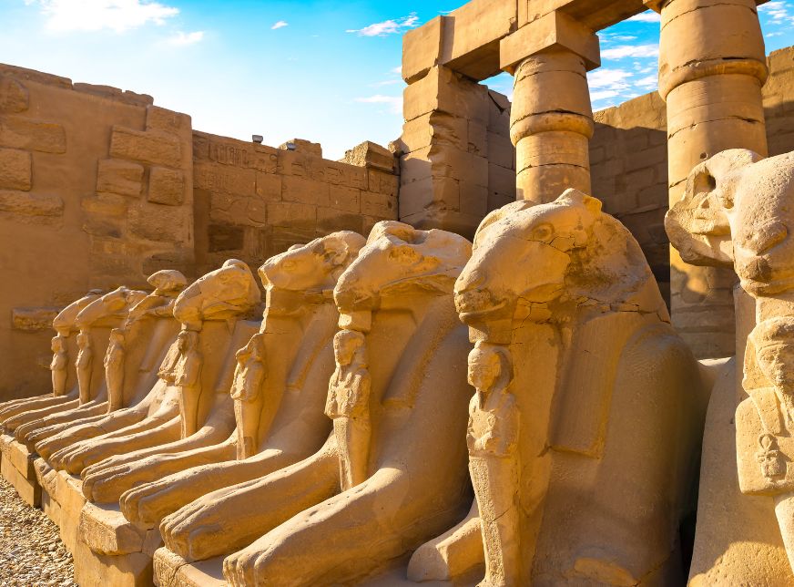 Sphinxes in Karnak Temple Complex in Luxor- Egypt