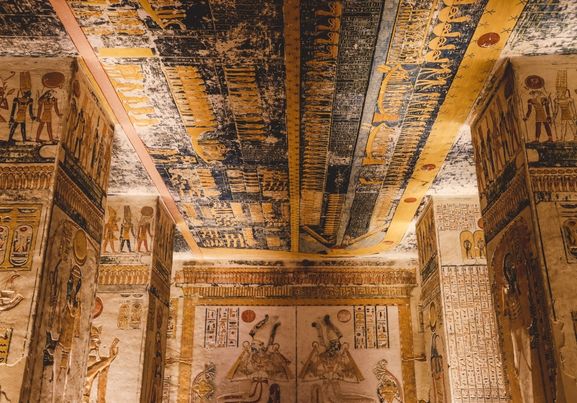 The Valley Of The Kings In Luxor, Drawings On The Ceiling luxor egypt