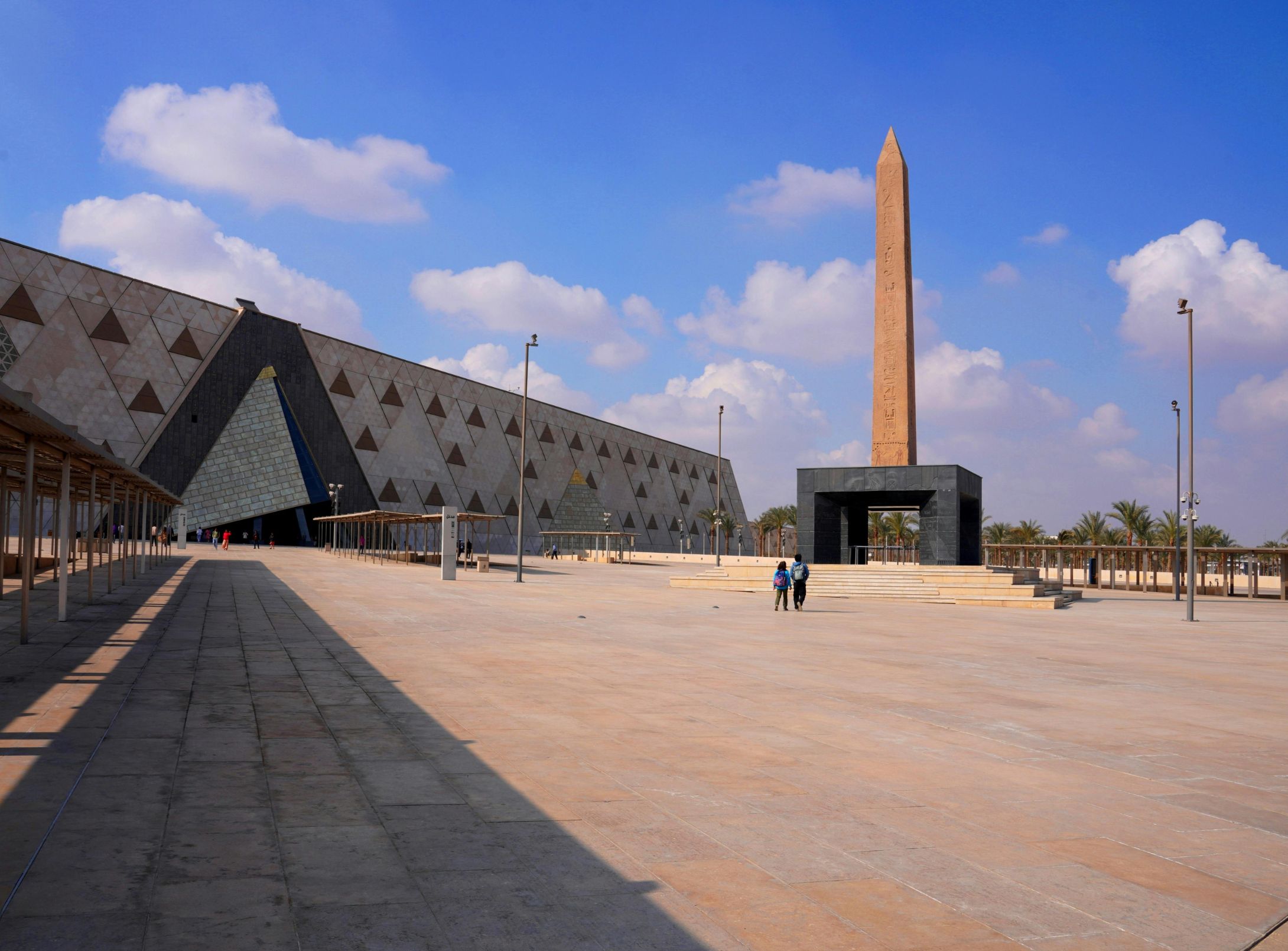 Grand Egyptian Museum with Obelisk under Blue Skies-cairo-egypt