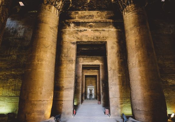 Interior View Of The Ancient Edfu Temple aswan egypt