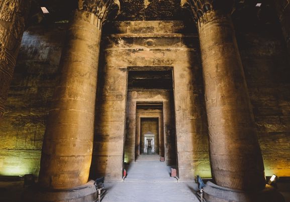 Interior View Of The Ancient Edfu Temple - aswan egypt africa