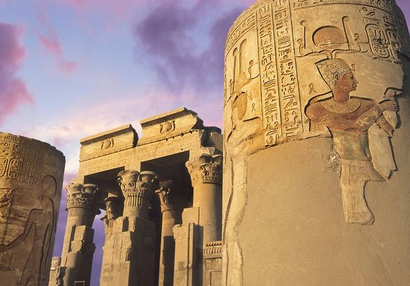 panoramic view ofTemple of Kom-Ombo on the Nile, Eygpt
