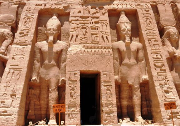 The Great Temple of Ramesses II on the sunrise and nile river - Abu Simbel-aswan- Egypt