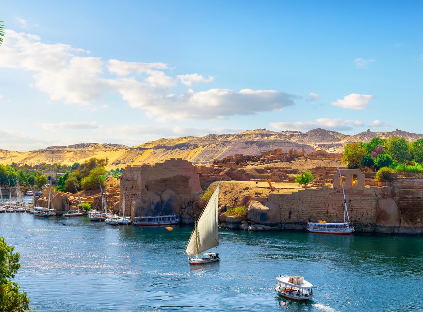 Scenic View of the Nile River in Aswan, Egypt