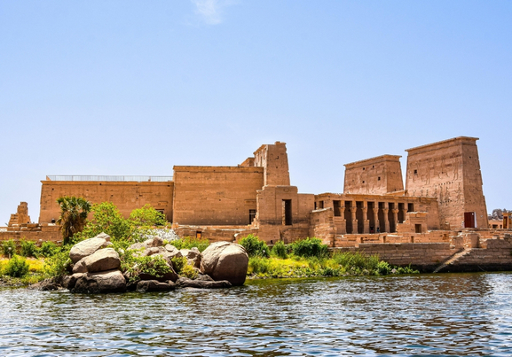 Ancient phiala-temple by the River in Egypt