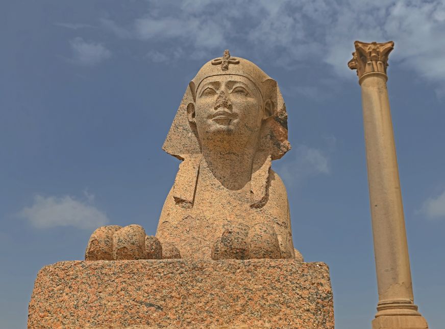 Pompey Pillar under blue sky- alexandria-egypt 