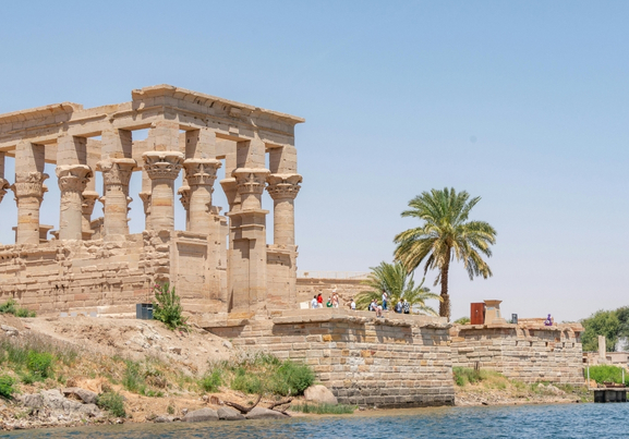 Ancient Temple by the River in aswan  Egypt