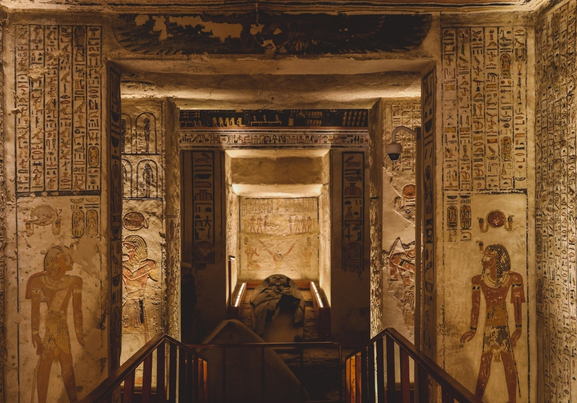 Sarcophagus In The Tomb, Valley Of The Kings In Luxor