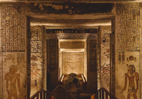 Sarcophagus In The Tomb, Valley Of The Kings In Luxor