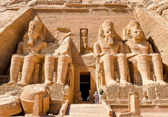 The Main View Of The Ancient Abu Simbel Temple From The Outside aswan egypt