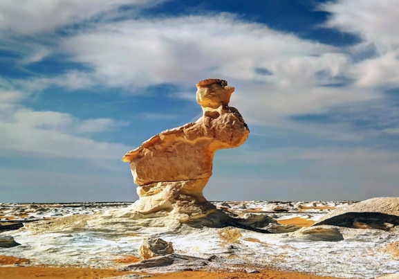 Stone rabbit, white desert, farafra, Egypt