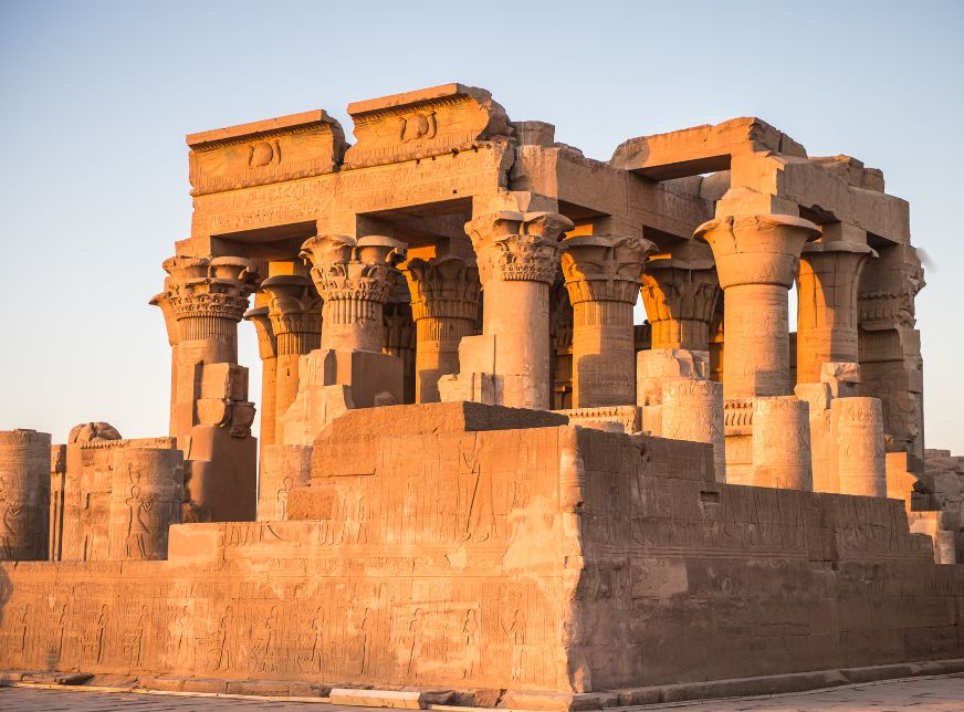 Temple of Kom Ombo during the sunset, Egypt. It's dedicated to the crocodile god Sobek and the falcon..