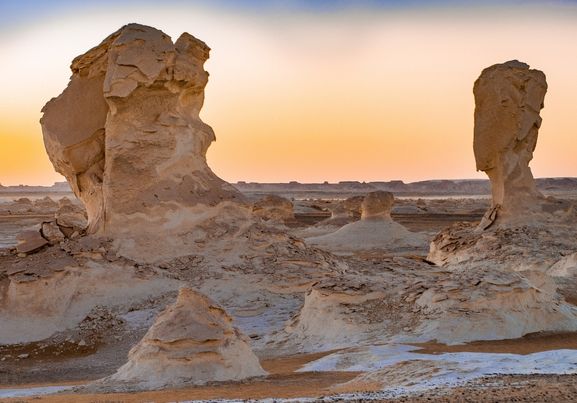 The white desert in western egypt is an breathtaking place. Great limestone sculptures and the white ground opens gigantic views on that former ocean bed.