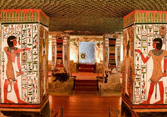Ornamented Interior of Ancient Tomb in Valley of the Kings