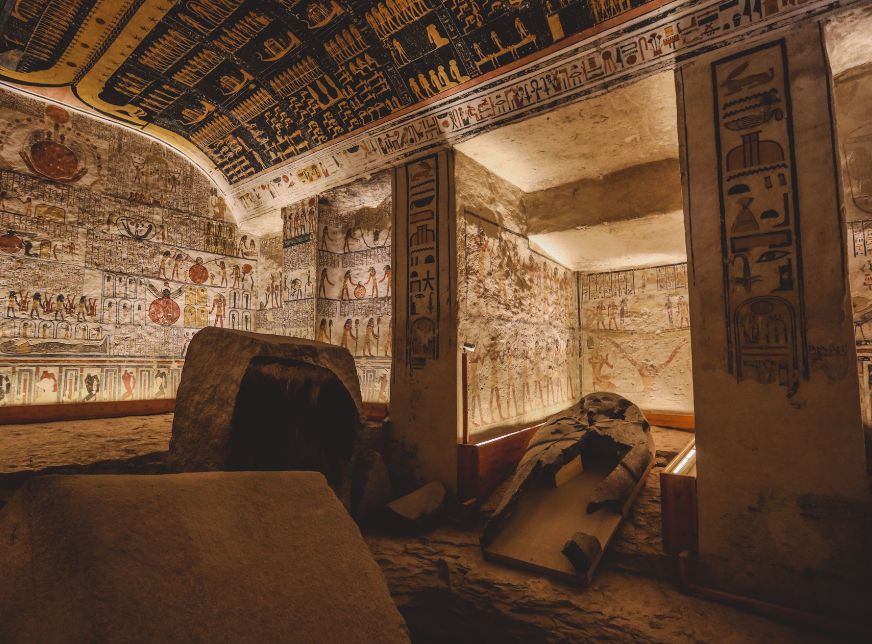Sarcophagus In The Tomb, Valley Of The Kings In Luxor