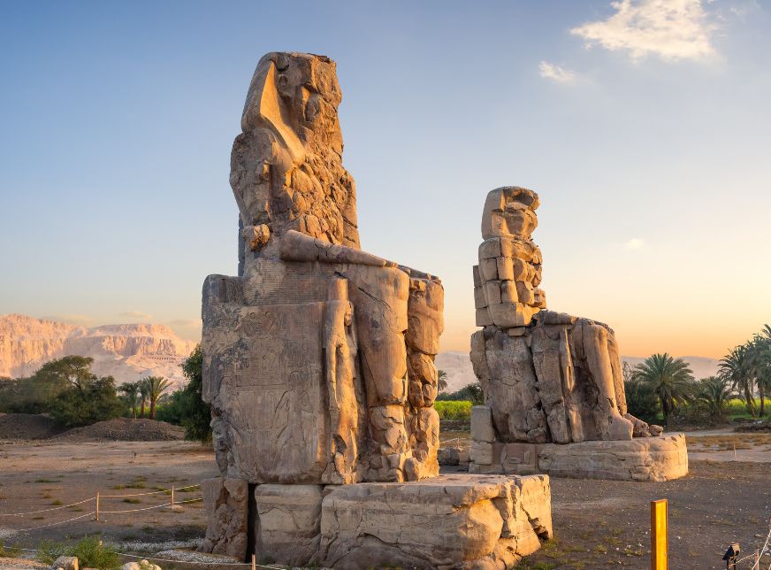 view of colossi Of memnon at valley of kings luxor egypt