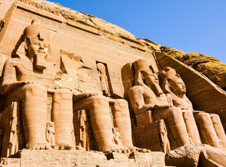 Statues of Ramesses II at the Entrance to the Great Temple at Abu Simbel -egypt