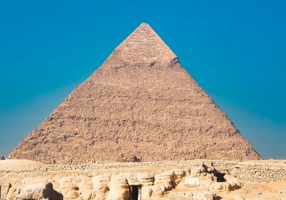 Great Pyramid of Giza Under Clear Blue Skies