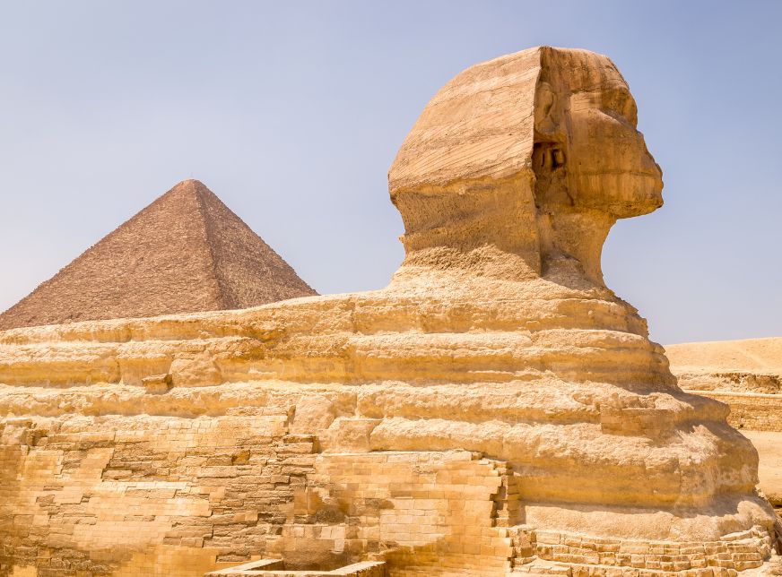 panoramic view of Great Sphinx at pyramids of Giza cairo Egypt