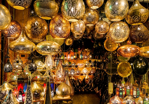 Egyptian Lamps at Khan El Khalili Market in Cairo, Egypt