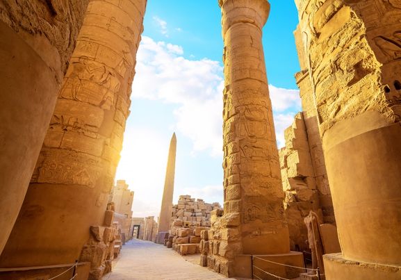 Ancient Columns at Luxor's Karnak Temple, Egypt