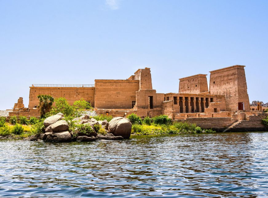Trajans Kiosk or Pharoahs Bed on Island in Aswan Reservoir Formed by Old Dam- egypt