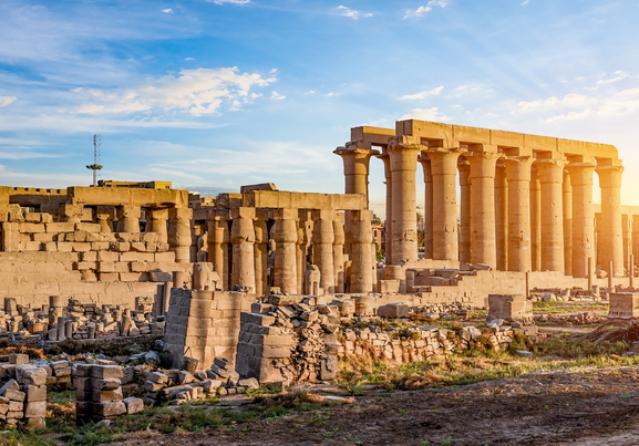Ruins of Karnak Temple at sunset luxor