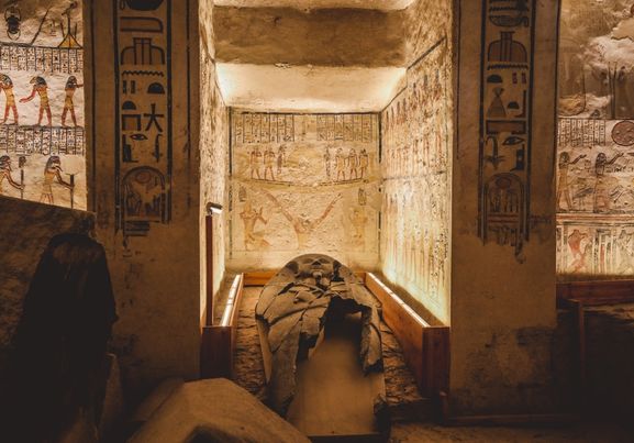Sarcophagus In The Tomb, Valley Of The Kings In Luxor