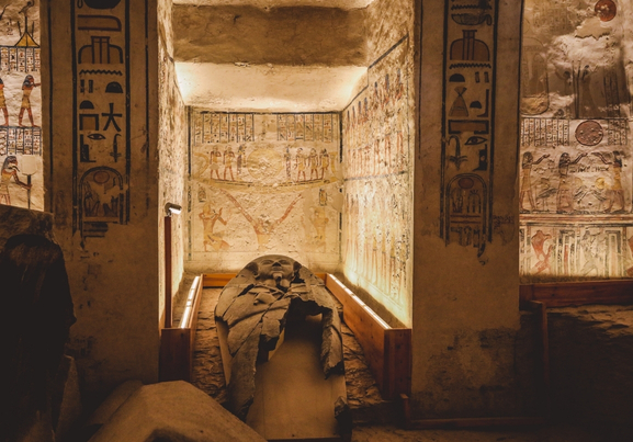 Sarcophagus In The Tomb, Valley Of The Kings In Luxor