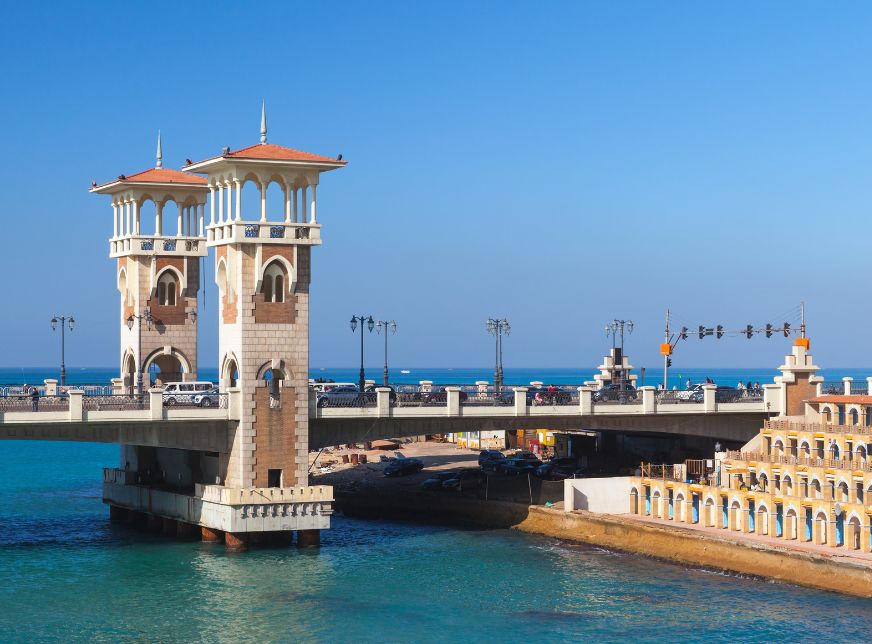 panoramic view of Stanley Bridge and the sea in alexandria egypt