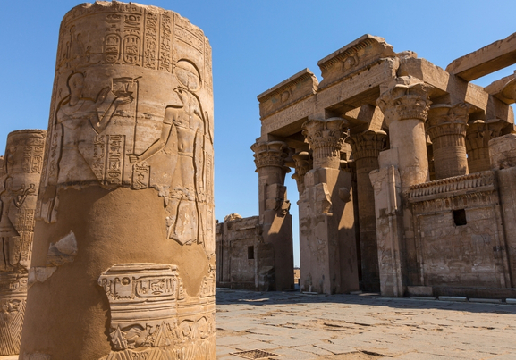 Temple Of Kom Ombo durin sunset in luxor egypt