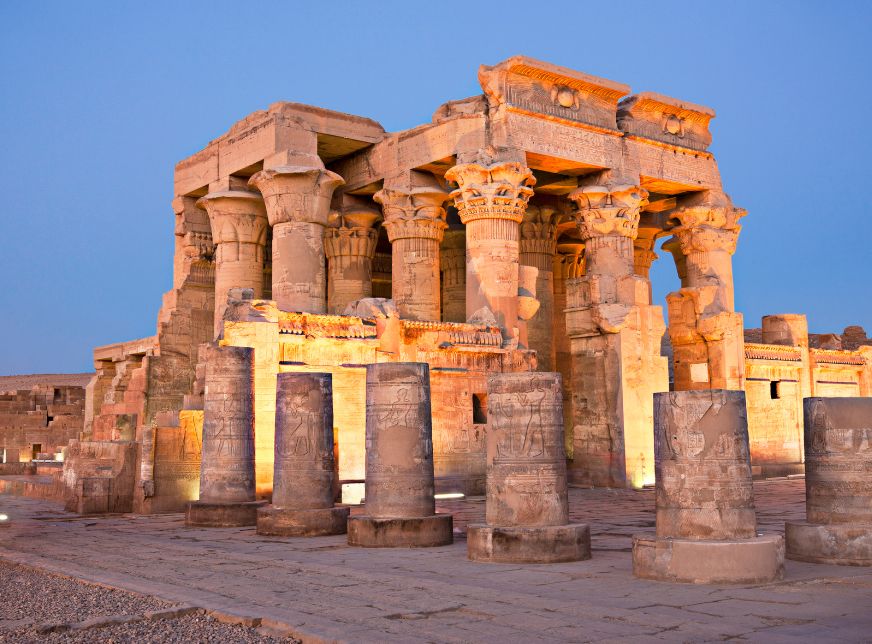 view of Temple of Kom Ombo at luxor with blue sky egypt