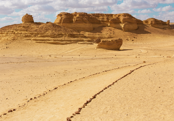 view of Wadi el Hitan at Valley of the whales Egypt